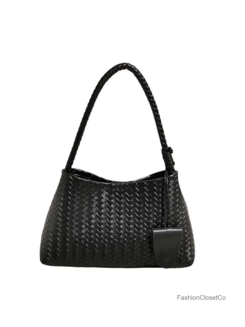 Faux Leather Woven Hobo Bag Slouchy Shoulder Tote Purse